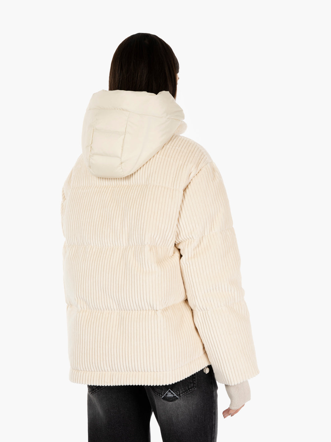 Lora white wool short down jacket