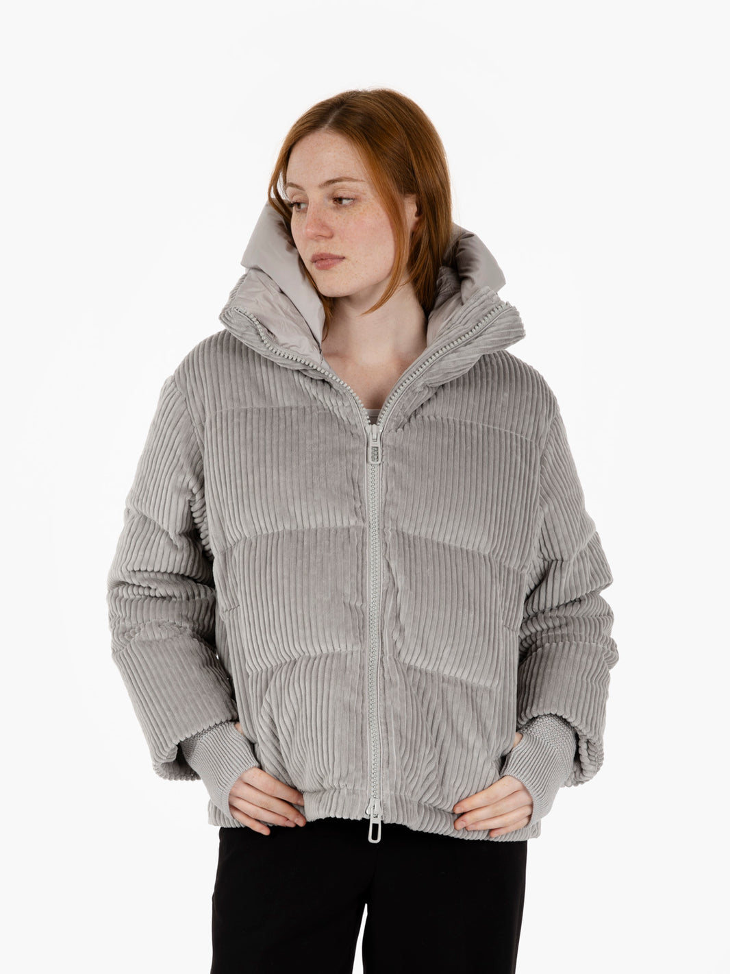Lora short wool down jacket, grey