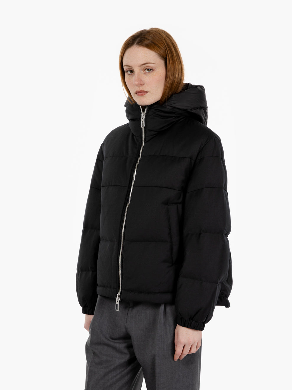 Piumino corto in lana Lora nero