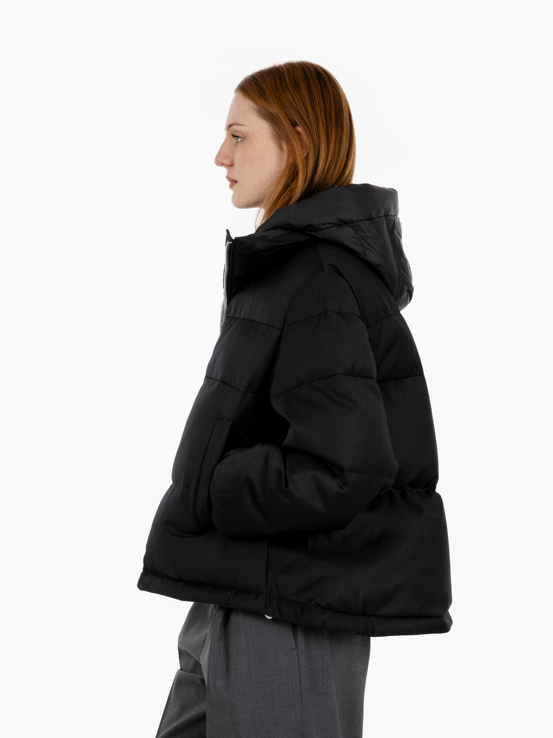 Piumino corto in lana Lora nero