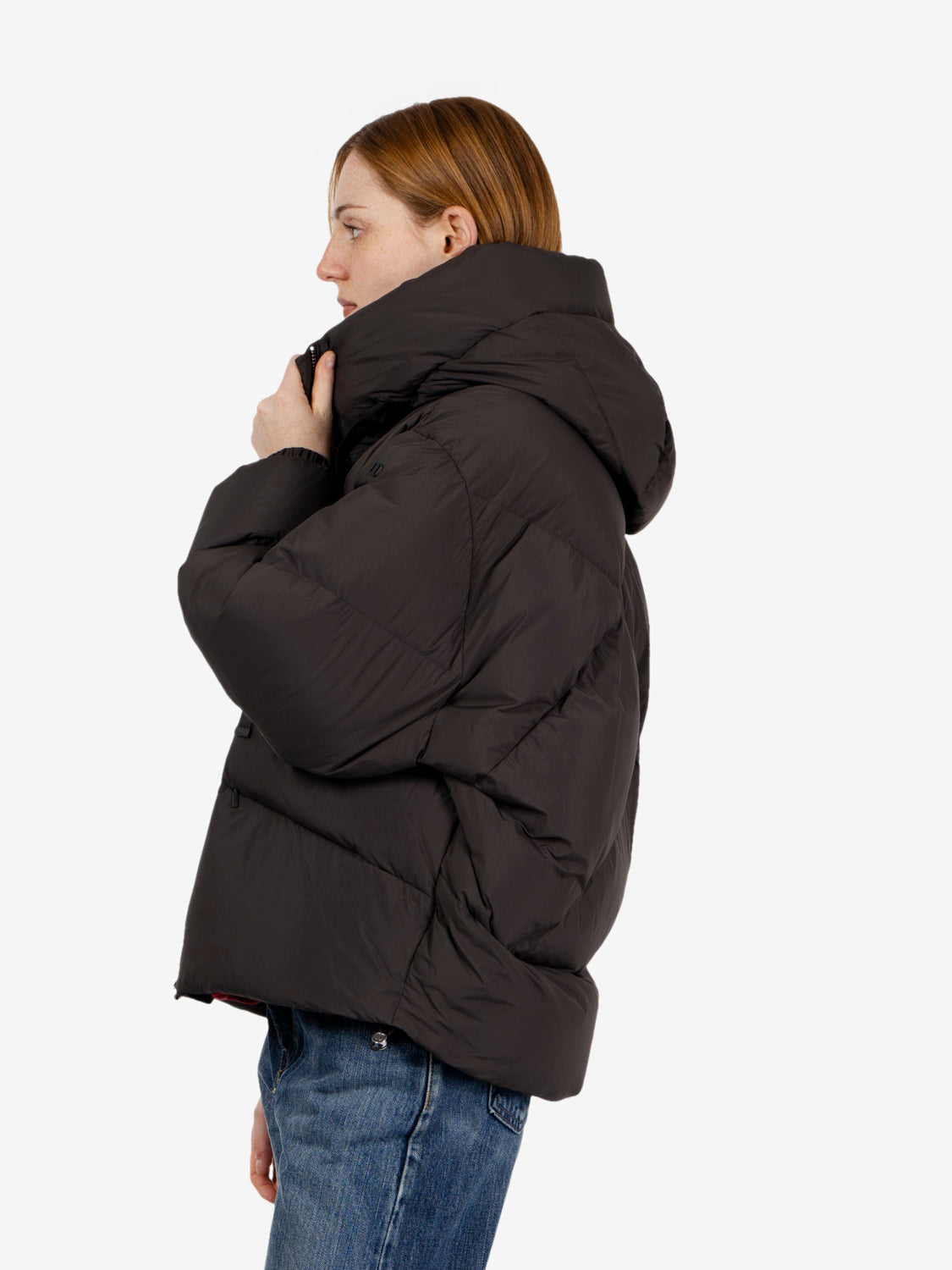 Peggie brown oversized short puffer jacket