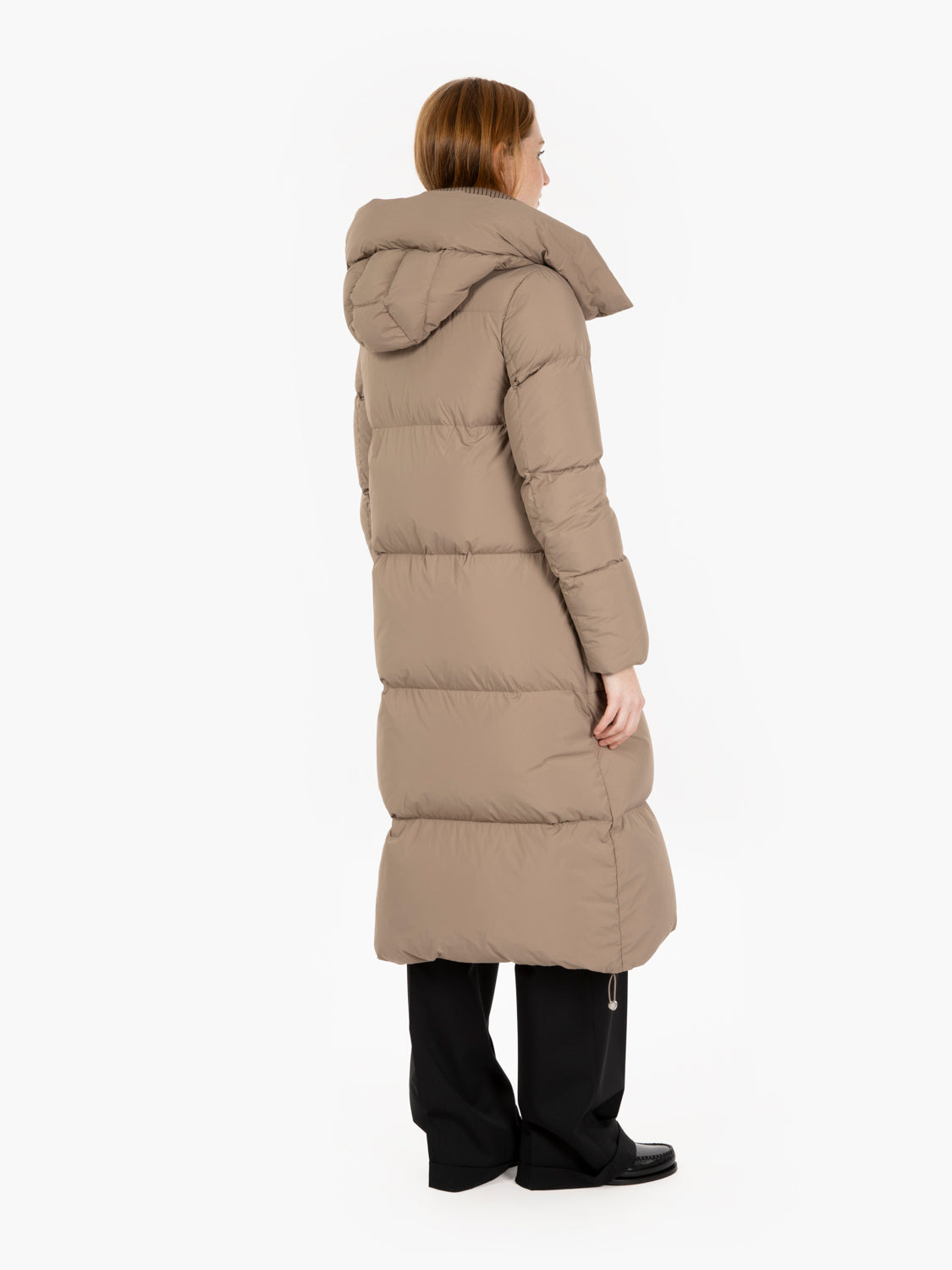 Piumino lungo Fully con cappuccio marrone