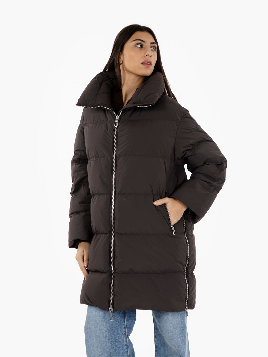 Shiva brown oversized long down jacket