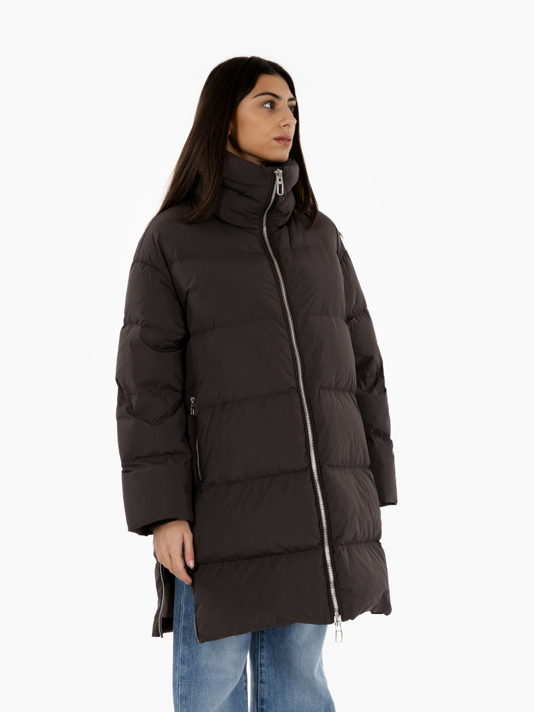 Shiva brown oversized long down jacket