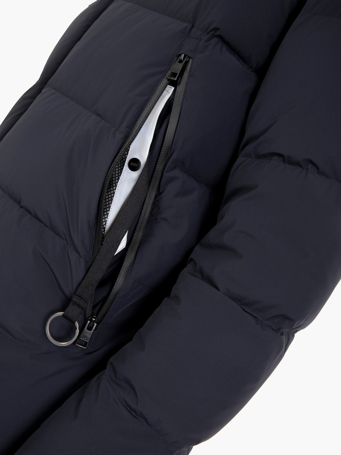 Piumino packable trapuntato con cappuccio blu