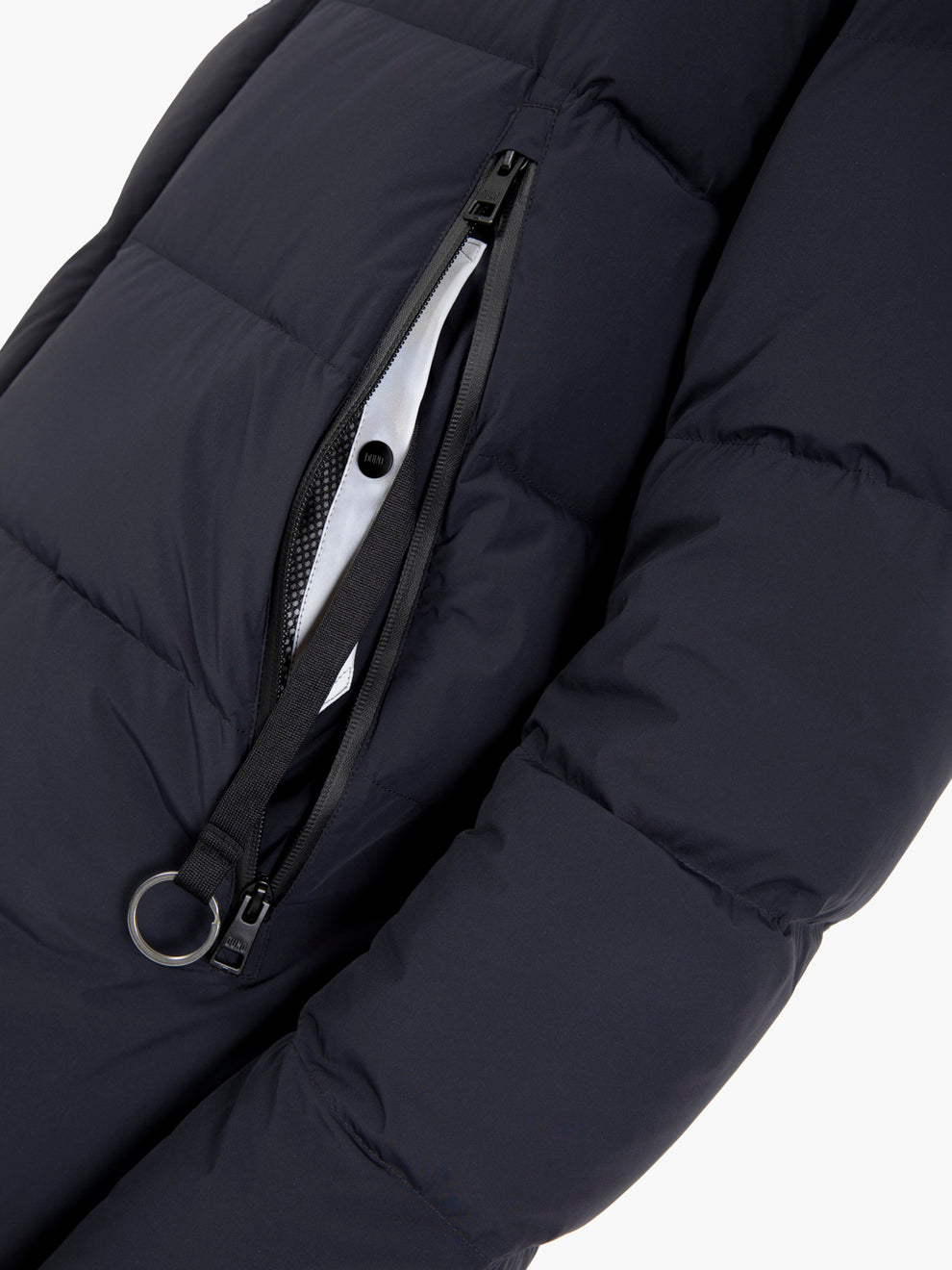 Piumino packable trapuntato con cappuccio blu