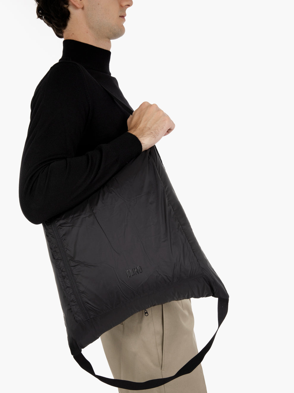 Piumino packable trapuntato con cappuccio blu