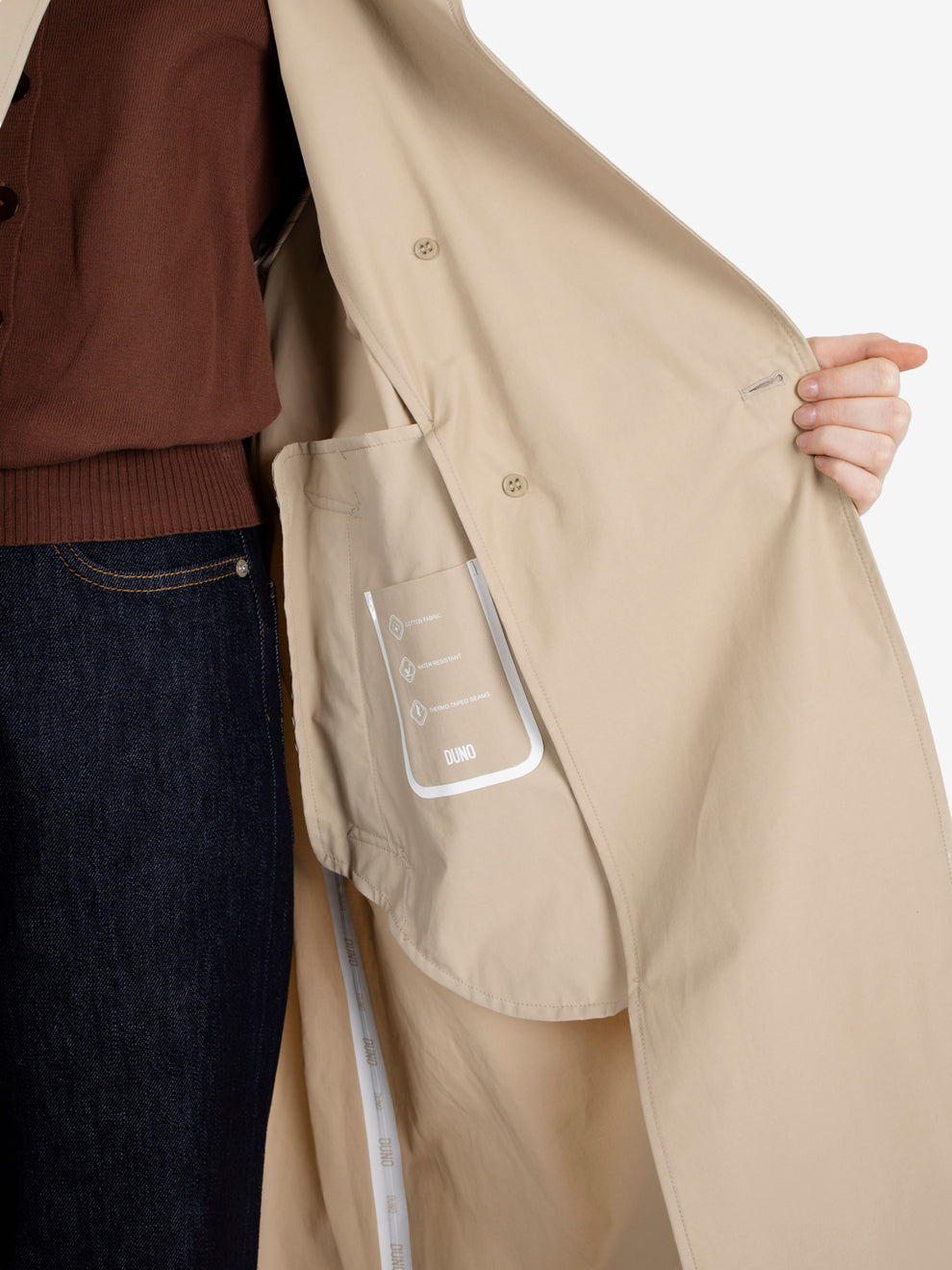 DOUBLE-BREASTED TRENCH COAT WITH RAGLAN SLEEVES IN TOASTED OATS SUBARNA-ANSEDONIA_149