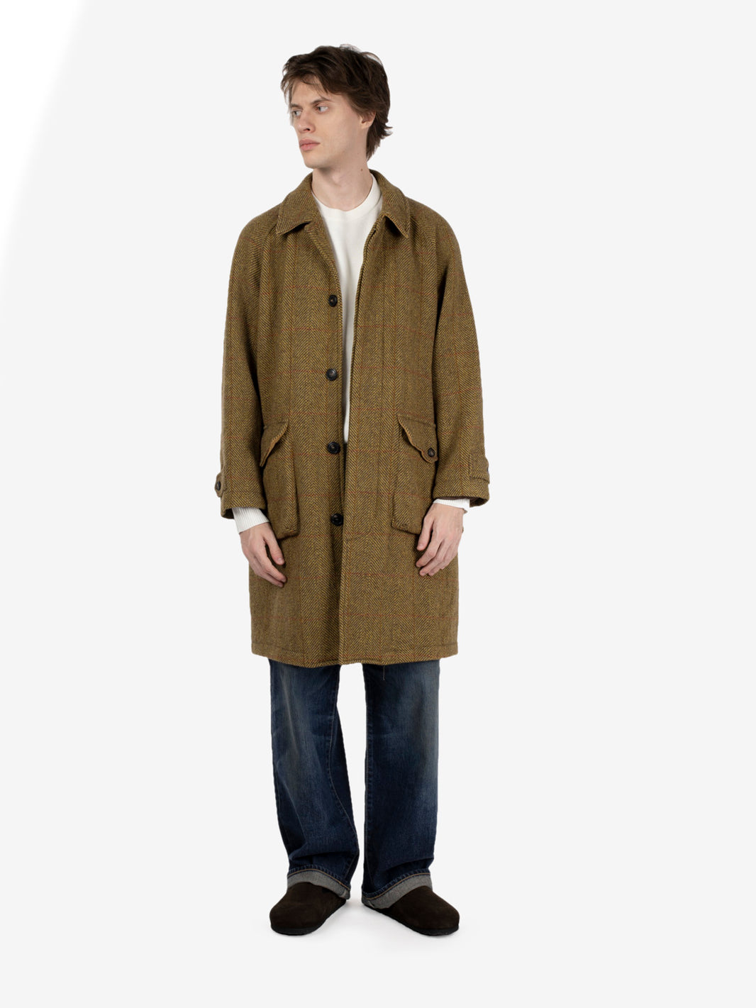 Yardley green raglan wool coat