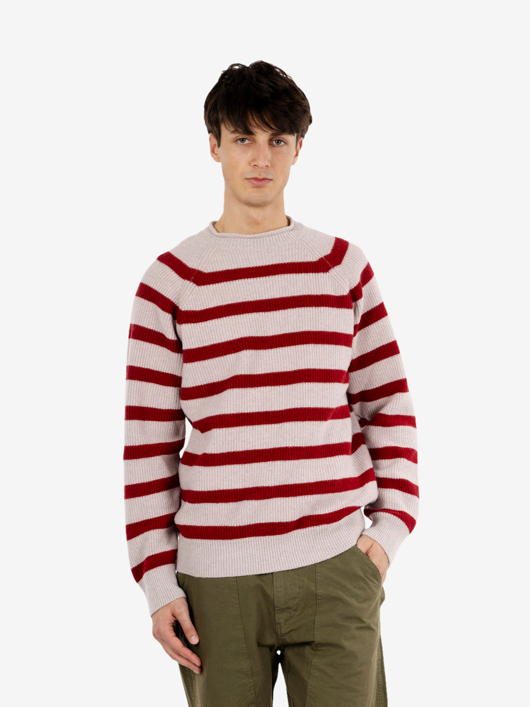 Maglione a righe Kobe sand / red