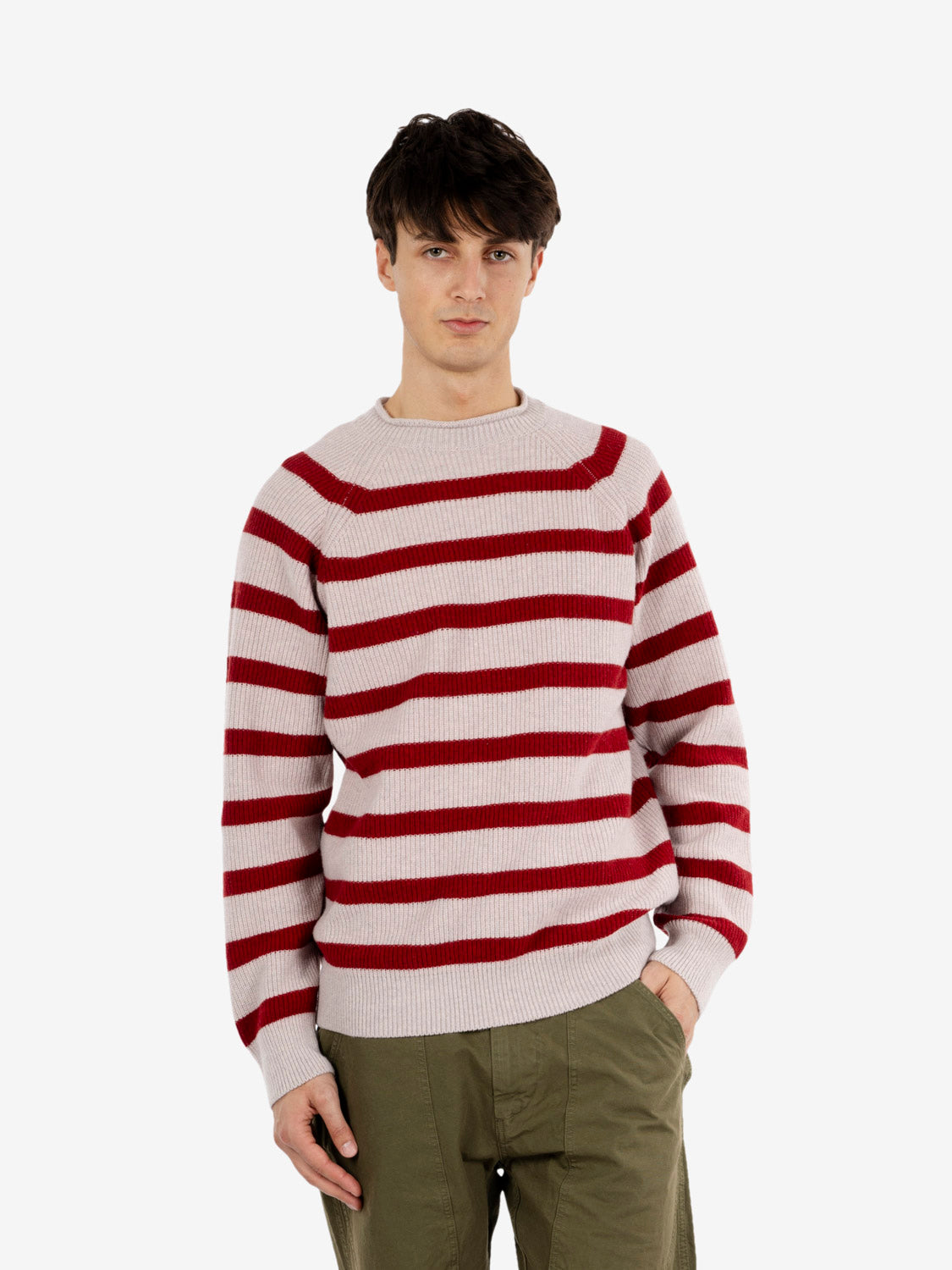 Maglione a righe Kobe sand / red