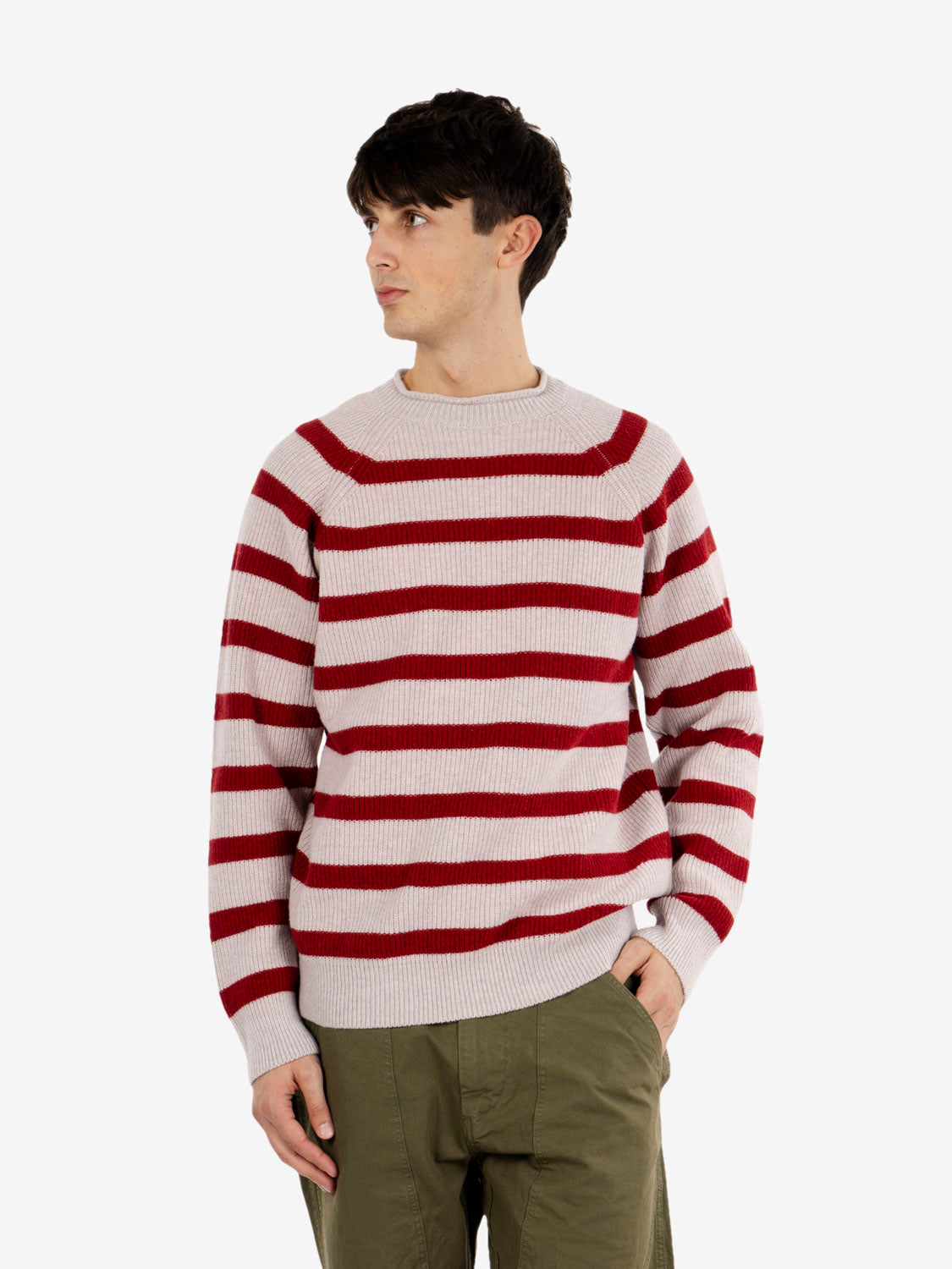 Maglione a righe Kobe sand / red