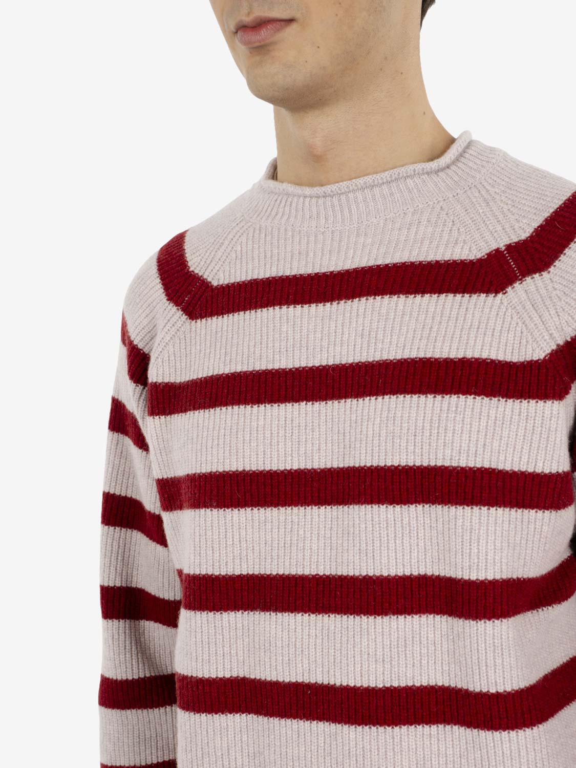 Maglione a righe Kobe sand / red