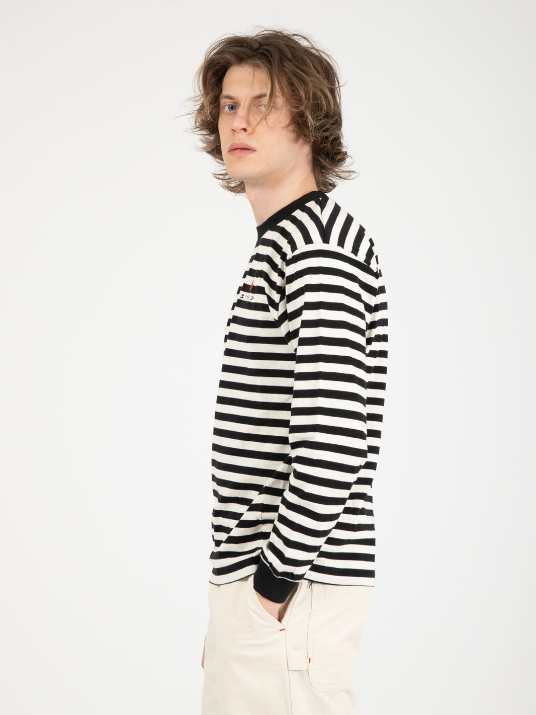 Basic Stripe TS LS black / white