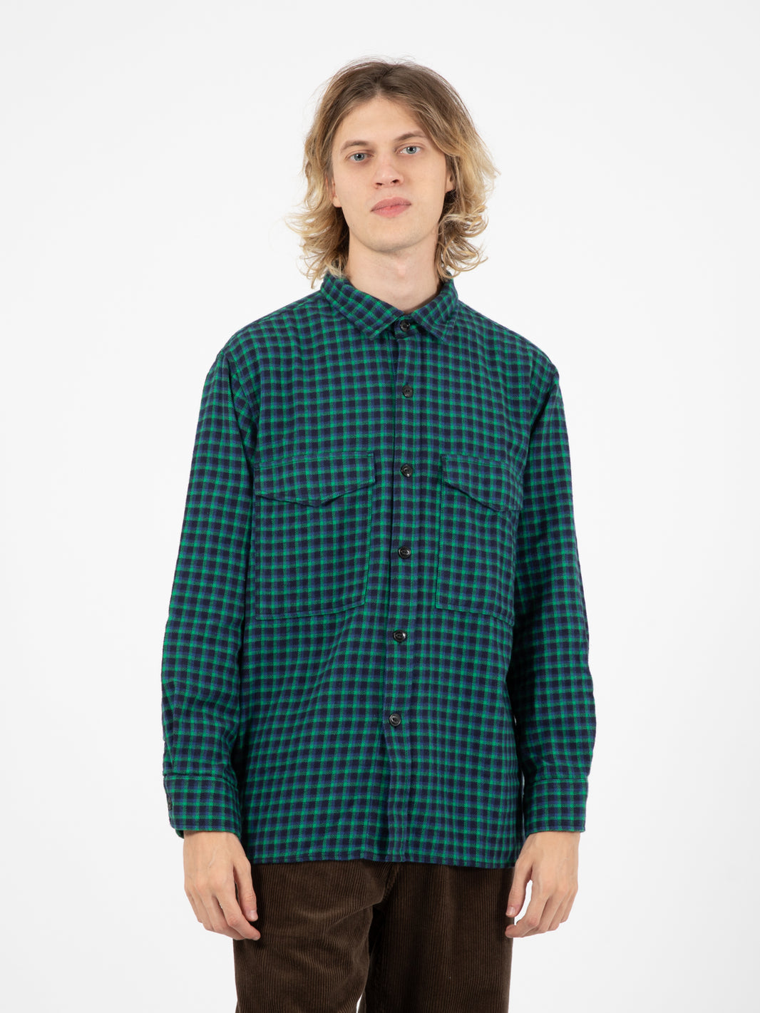 Camicia oversize navy / green