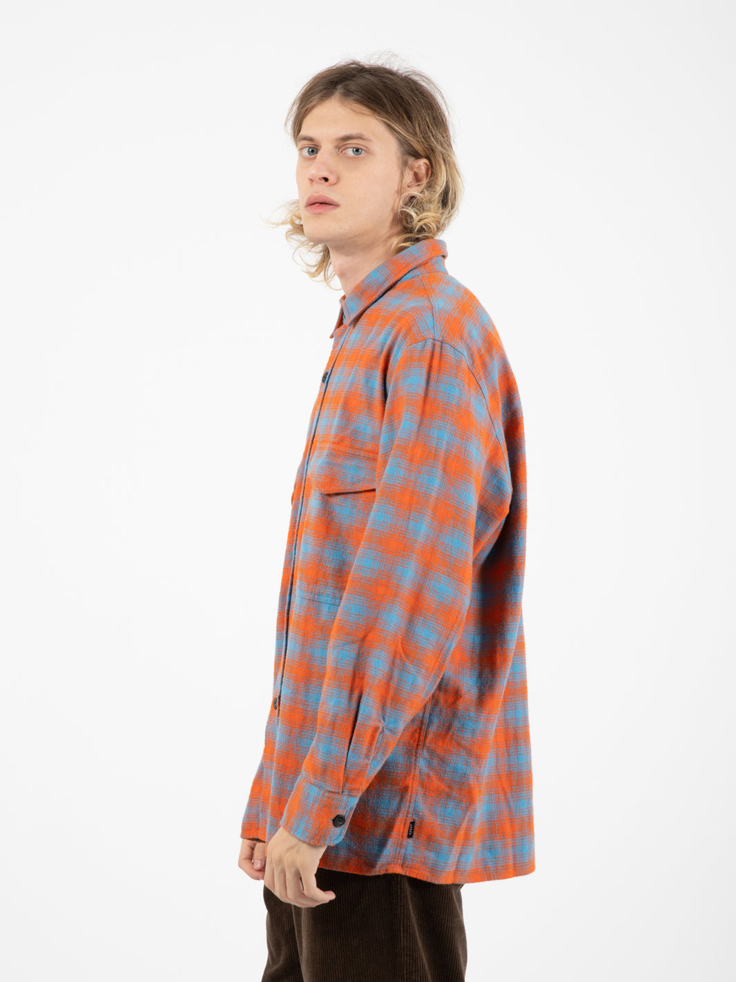 Camicia oversize parisian blue / tangerine tango