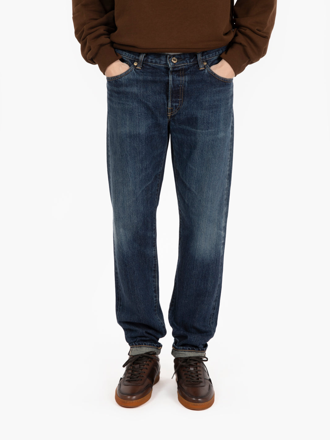 Jeans regular tapered dark used remake