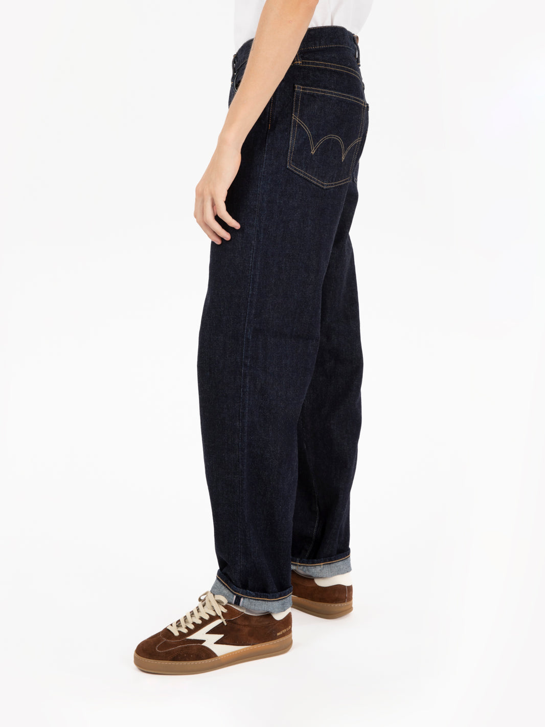 Jeans cimosato wide leg blu scuro
