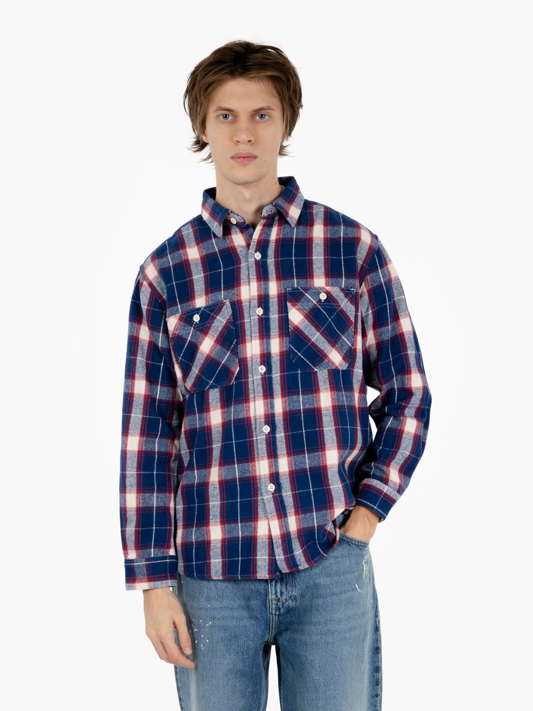 L/S Work shirt japan navy / red