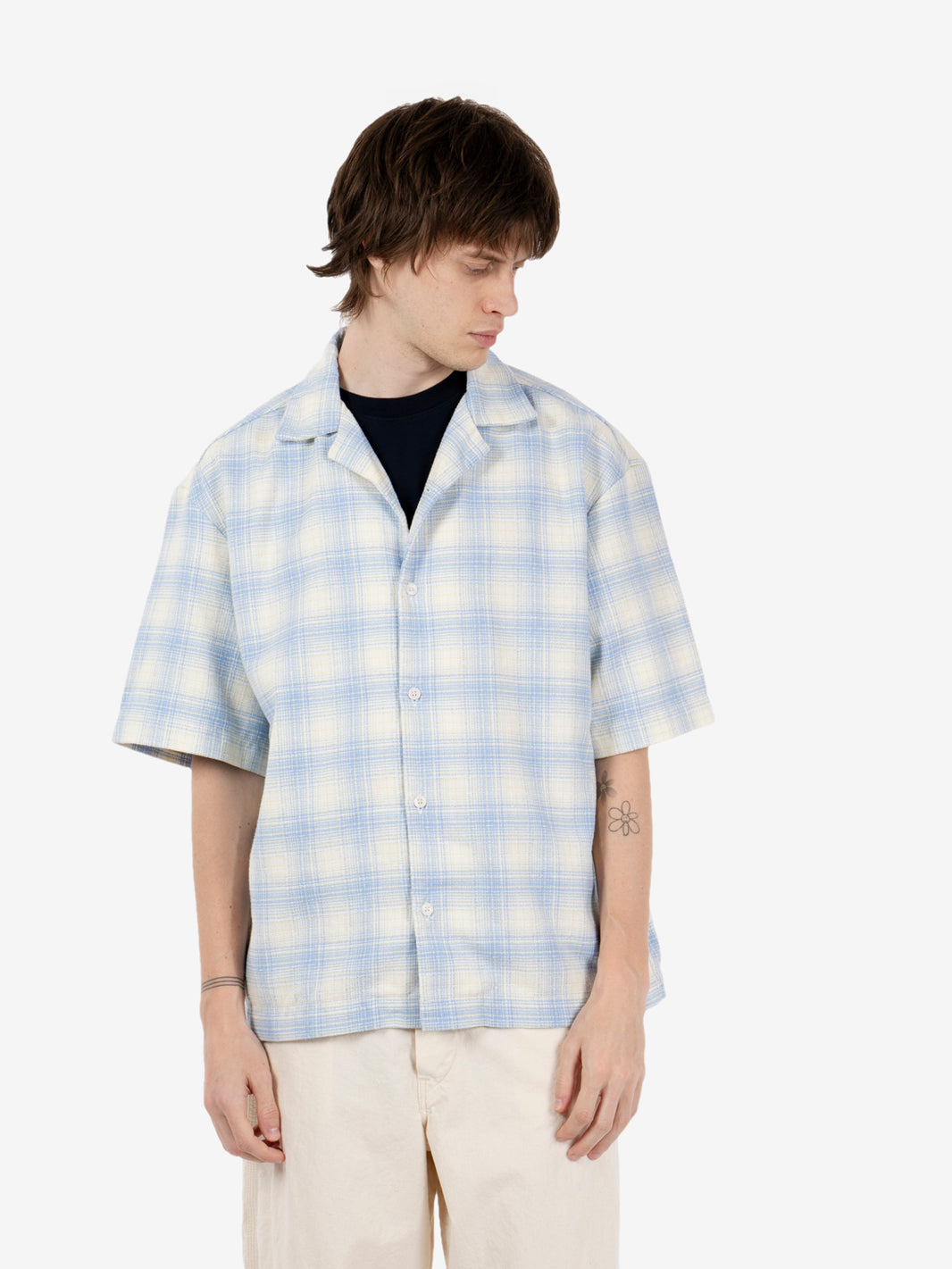 Saga Shirt SS light blue garment washed
