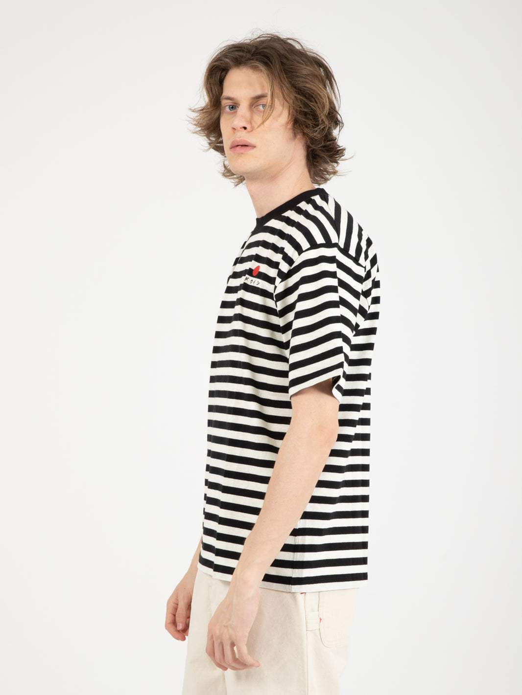 T-shirt basic stripe black / white