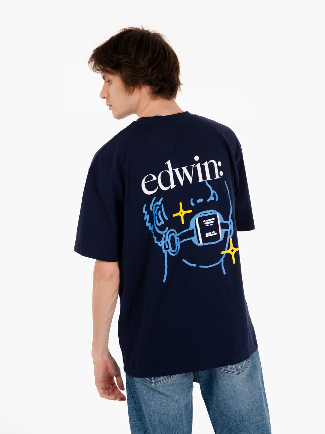 T-shirt grafica stampata maritime blue