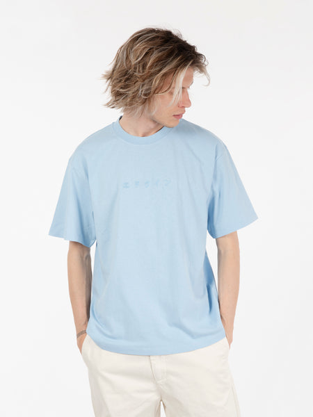 T-shirt Katakana embroidery TS placid blue