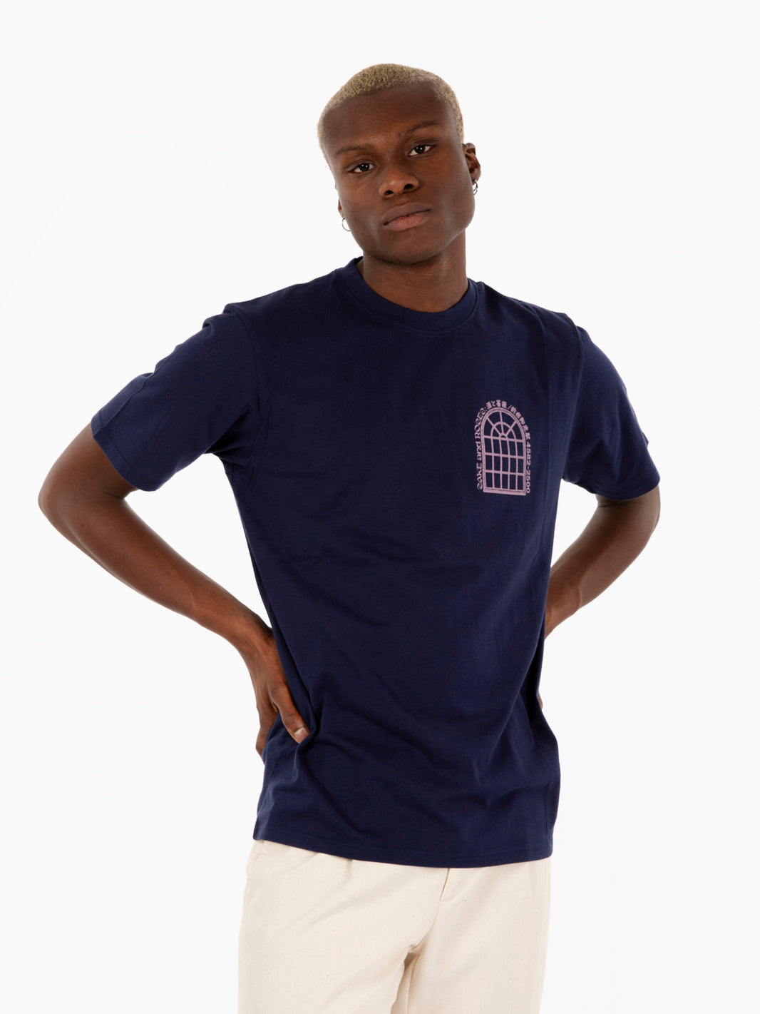 T-shirt sake and roses maritime blue