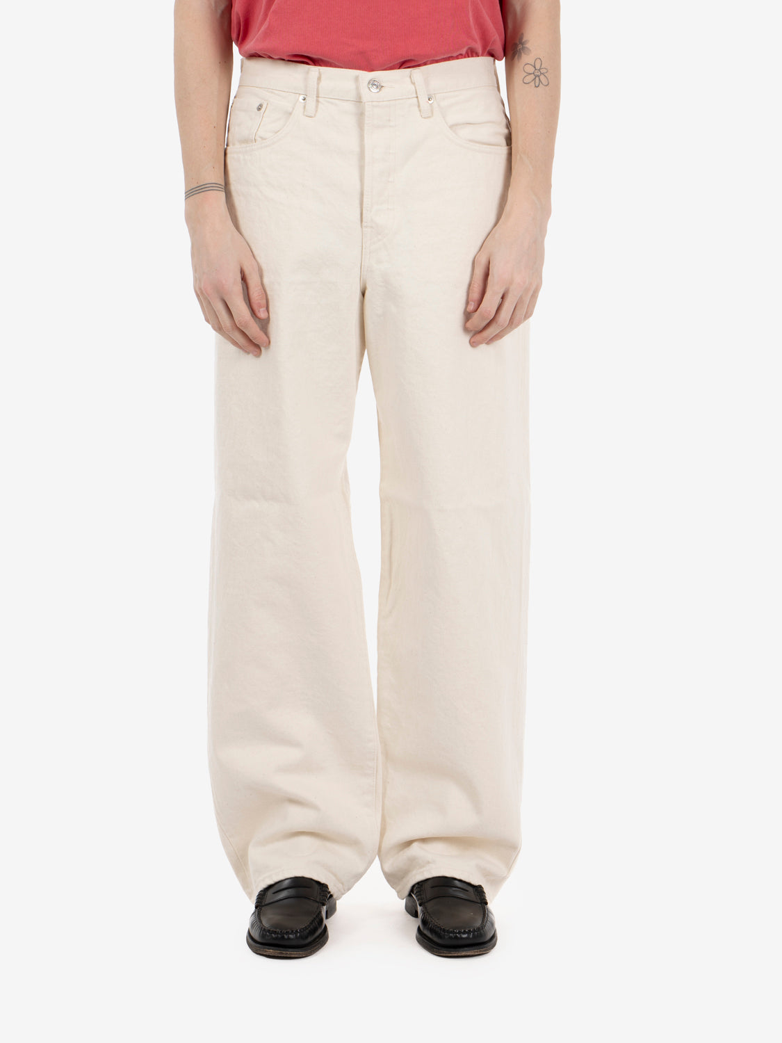 Wide natural rinsed pant
