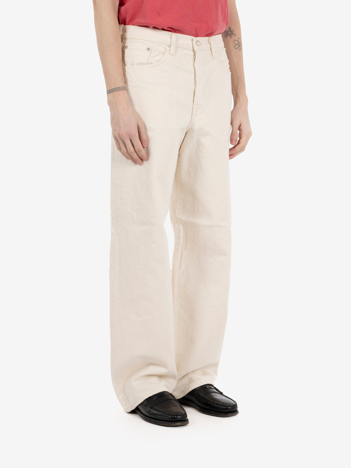 Wide natural rinsed pant