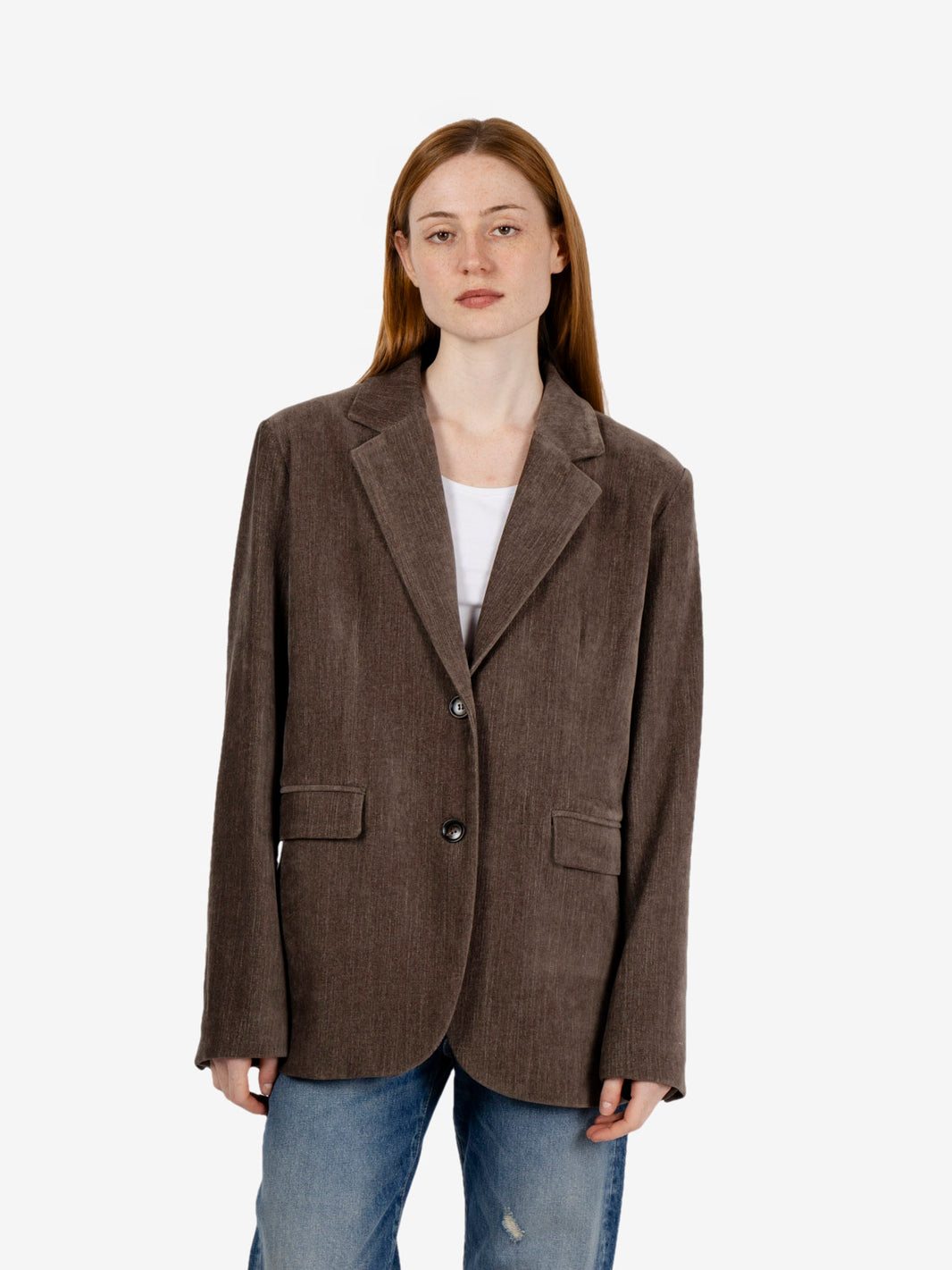 Blazer monopetto velluto fango