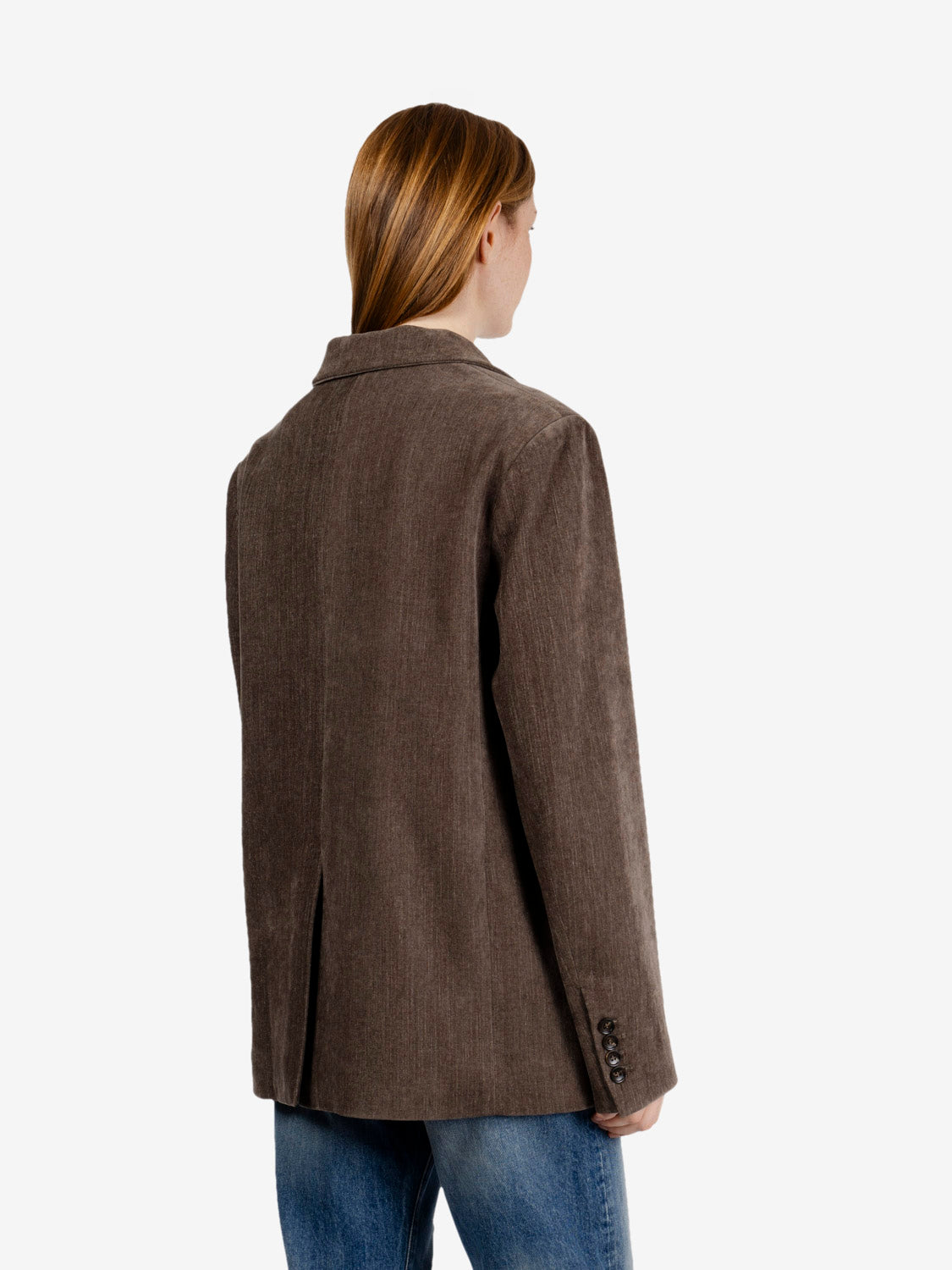 Blazer monopetto velluto fango