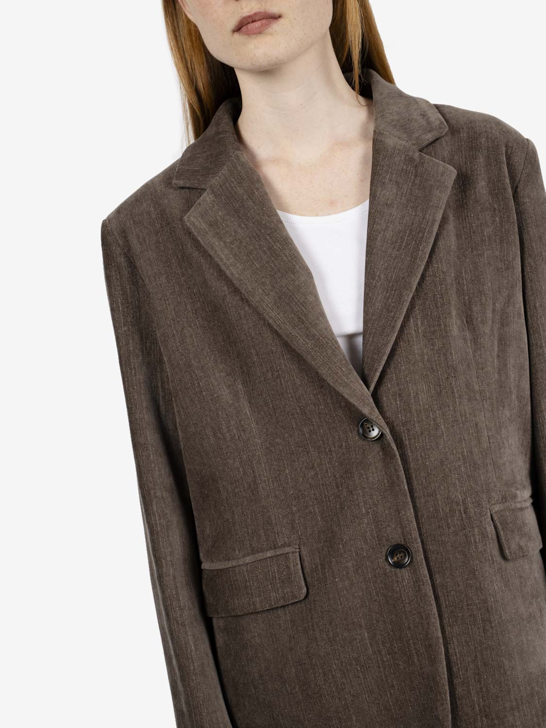 Blazer monopetto velluto fango