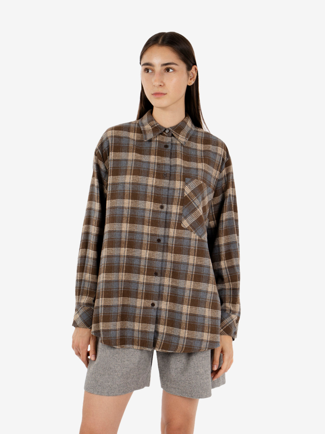 BROWN PLAID SHIRT EFW260083_038