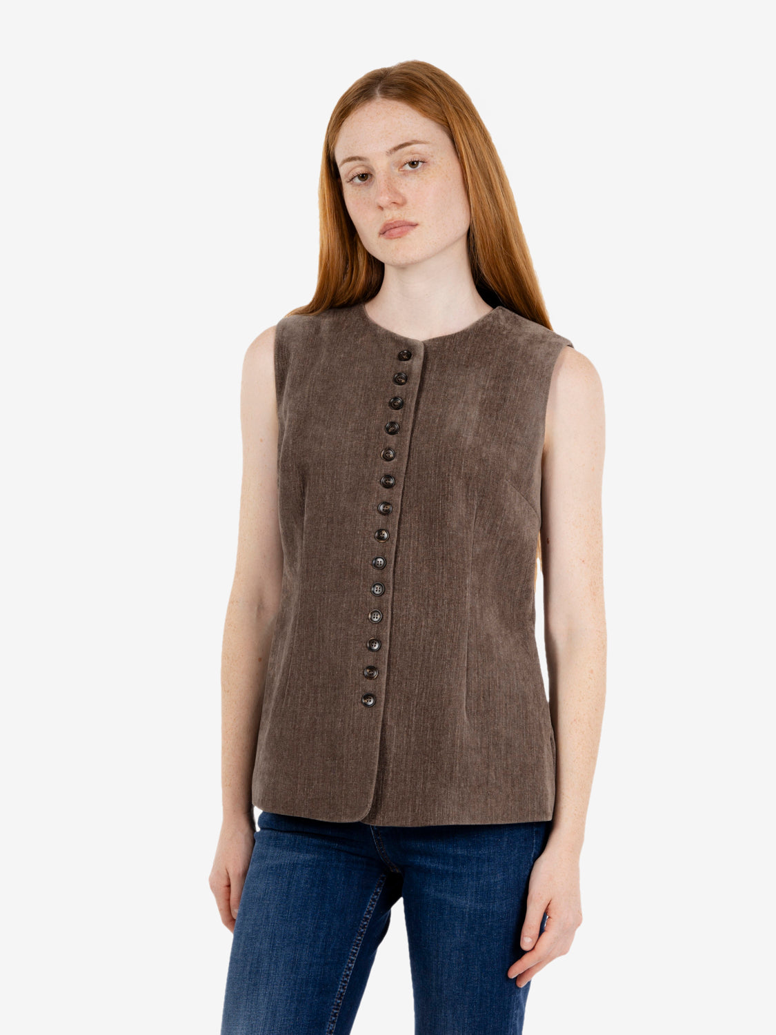 Gilet in velluto fango