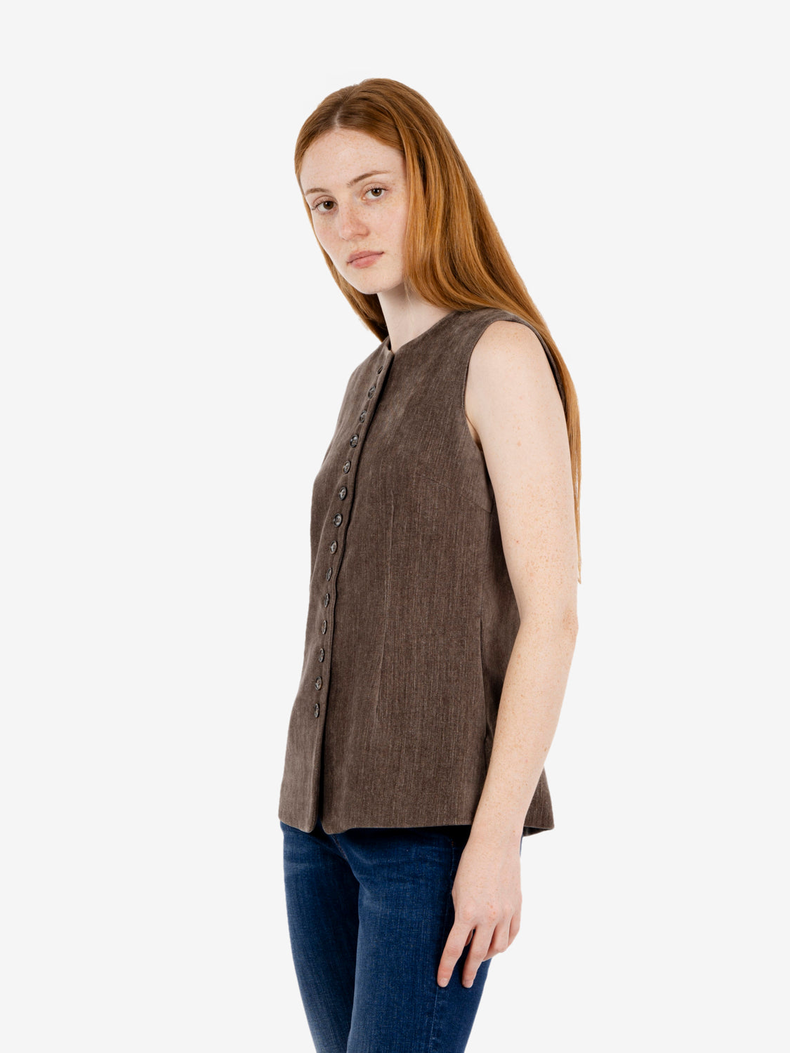Gilet in velluto fango