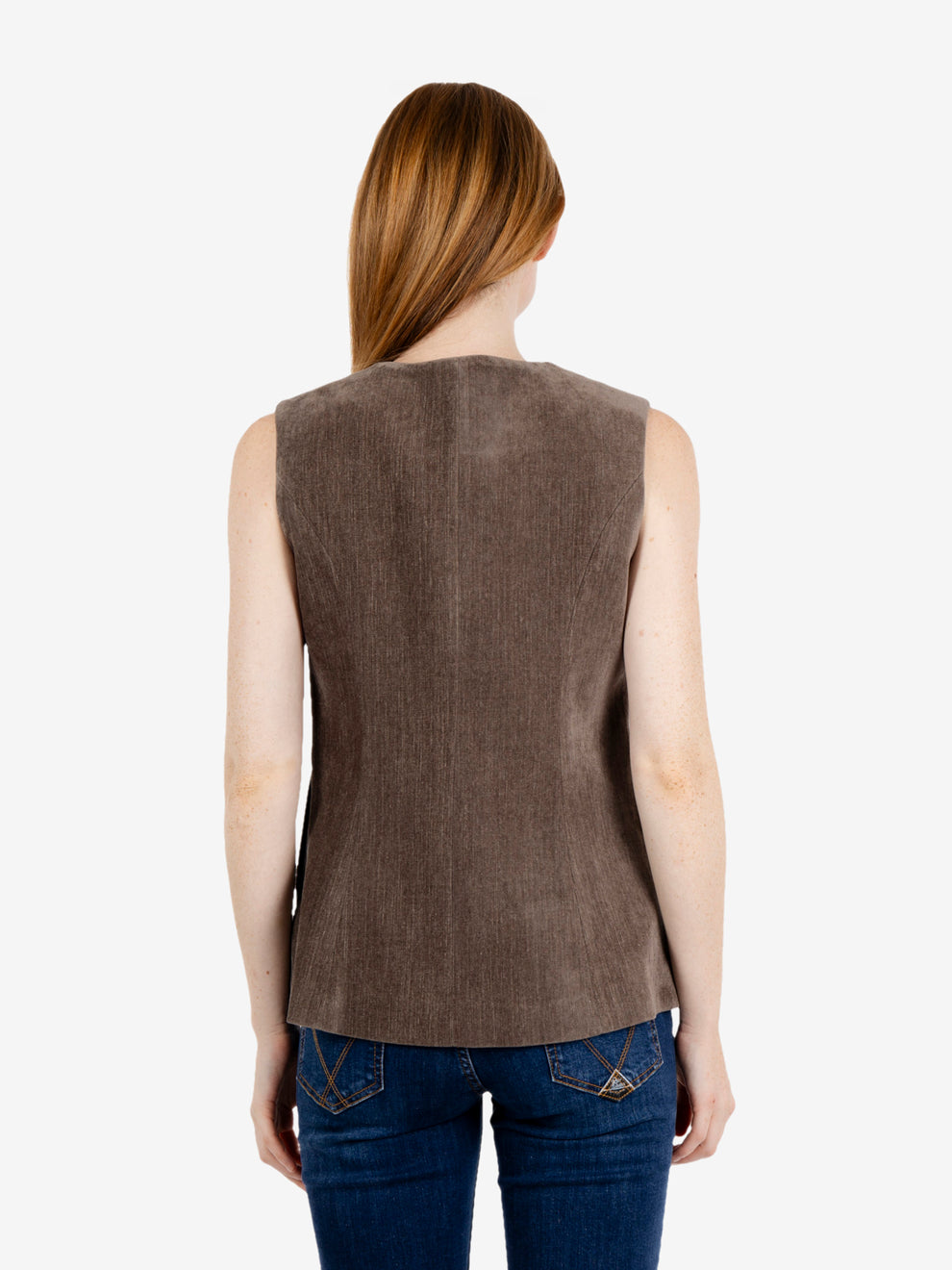 Gilet in velluto fango