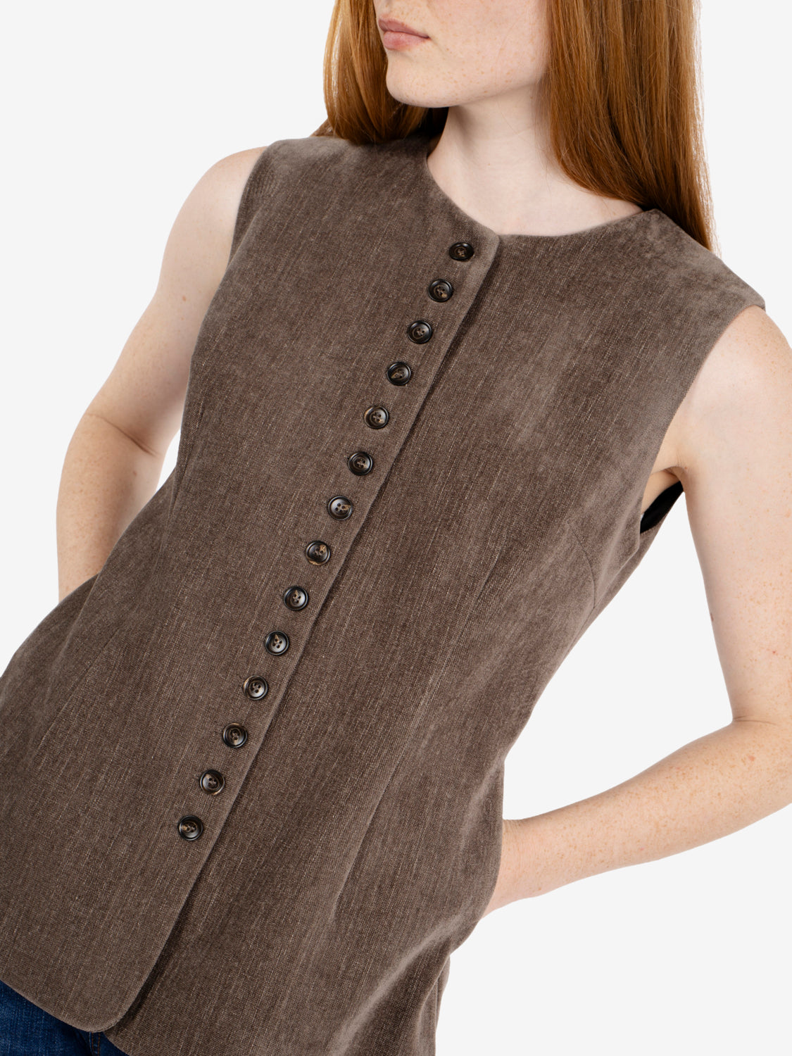 Gilet in velluto fango