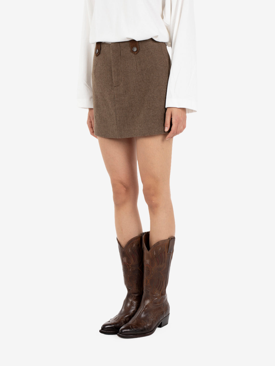 BROWN SHORT SKIRT EFW260015_038