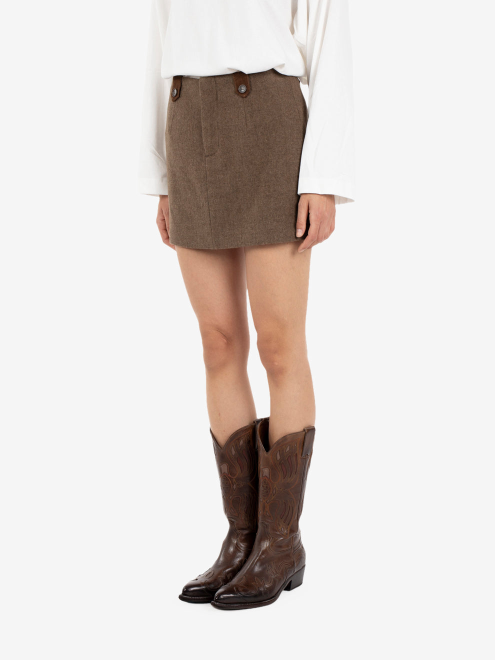 BROWN SHORT SKIRT EFW260015_038