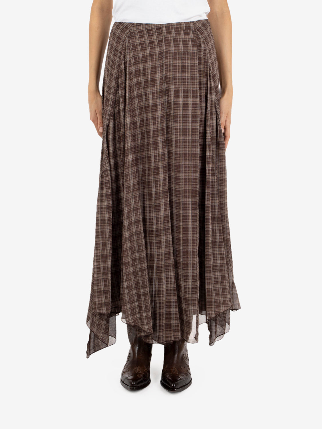 LONG CHECK SKIRT BROWN EFW260294_038