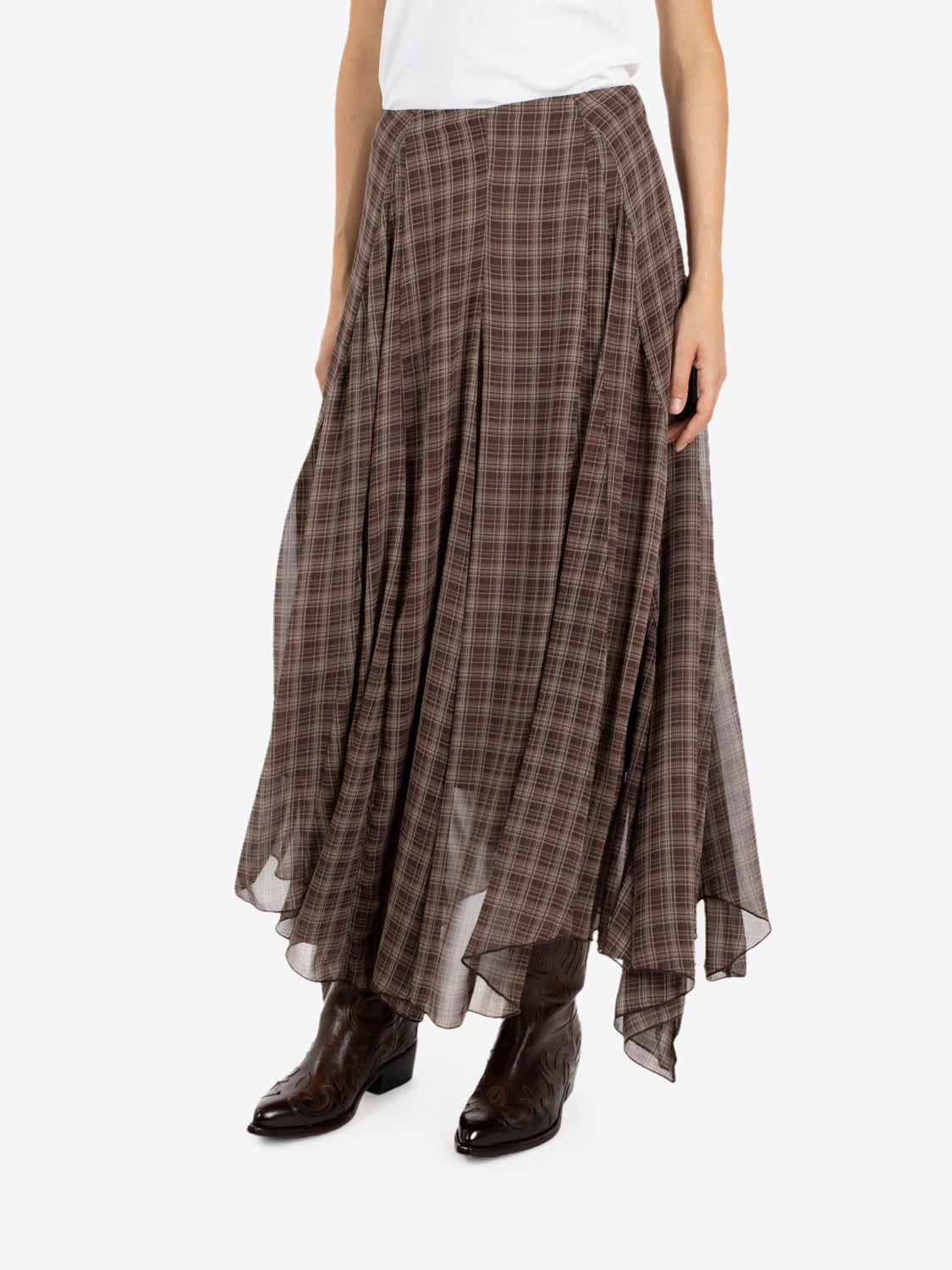 LONG CHECK SKIRT BROWN EFW260294_038