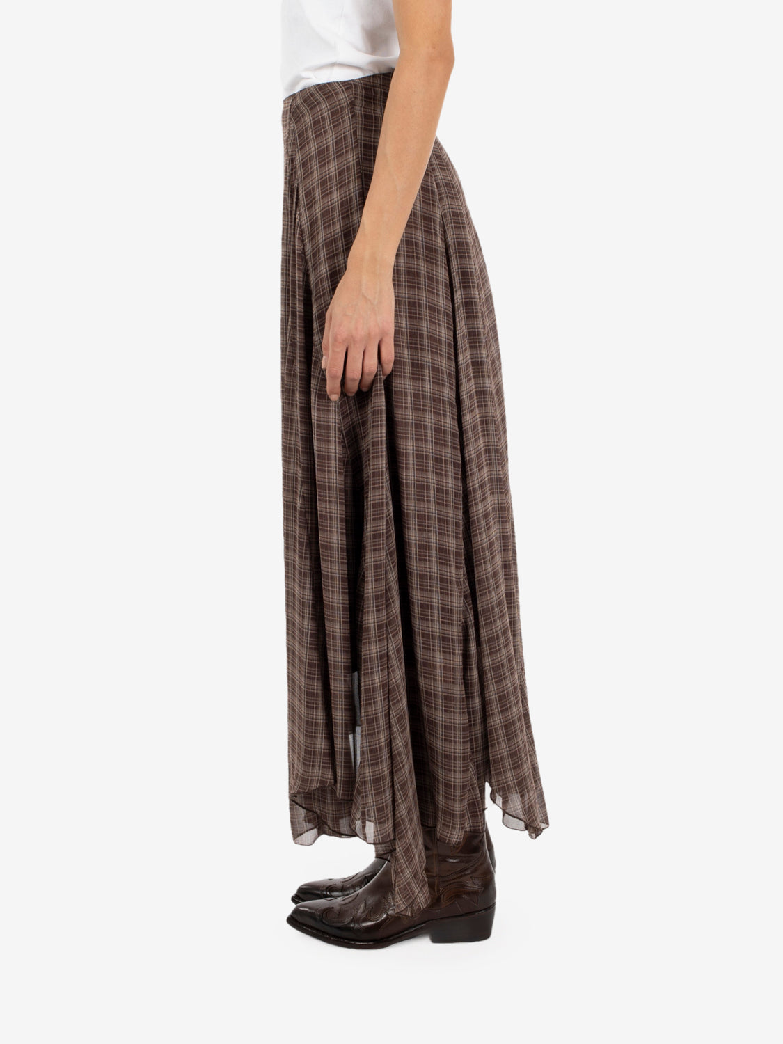 LONG CHECK SKIRT BROWN EFW260294_038