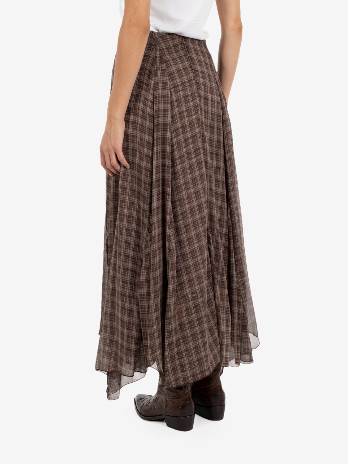 LONG CHECK SKIRT BROWN EFW260294_038