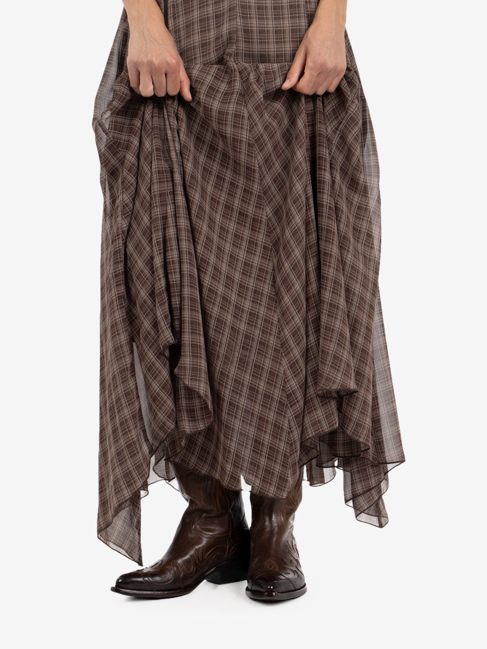LONG CHECK SKIRT BROWN EFW260294_038