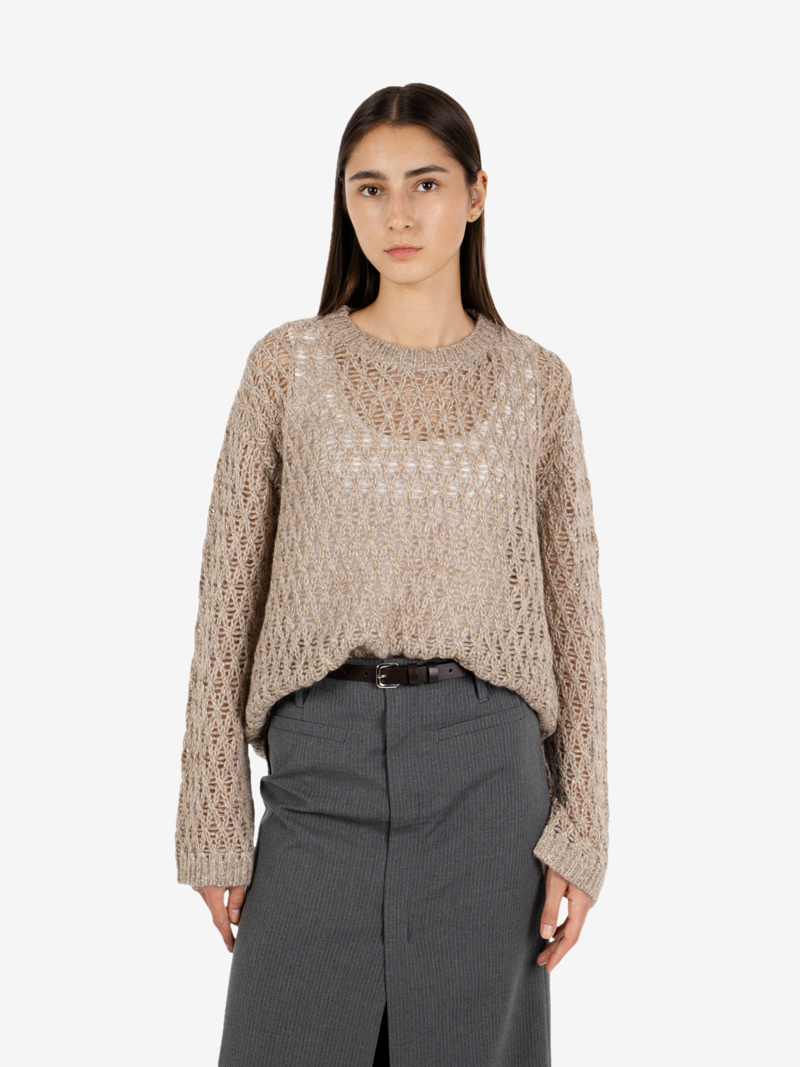 OPENWORK SWEATER MUD EFWM260004_064
