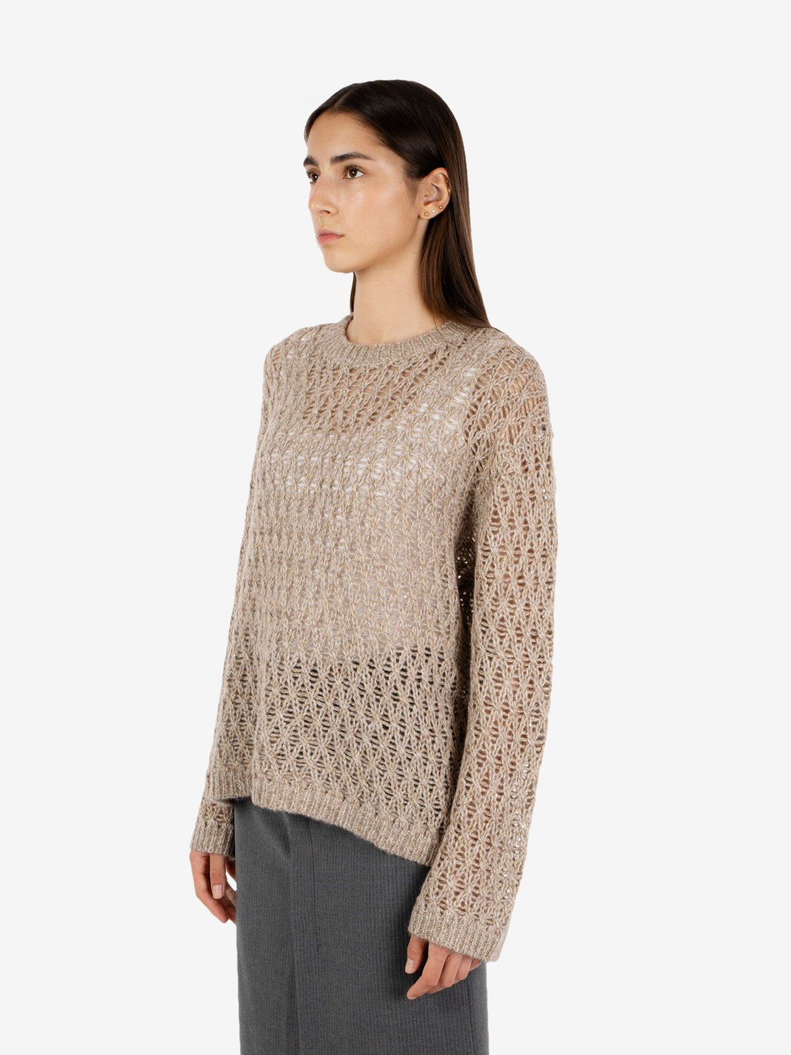 OPENWORK SWEATER MUD EFWM260004_064