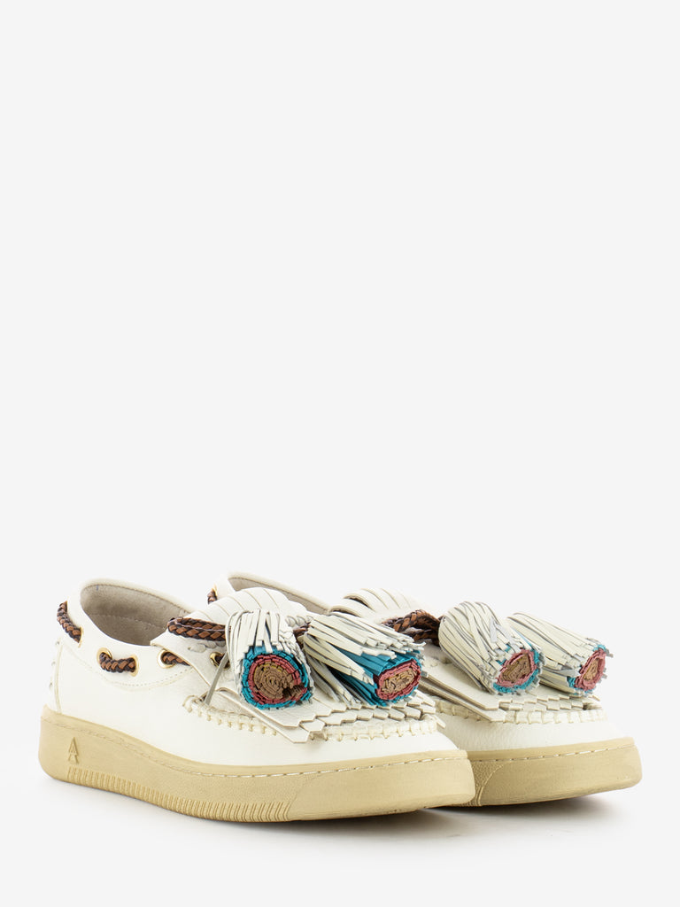 ELENA IACHI - Mocassini con frange e nappe bianco / multicolor