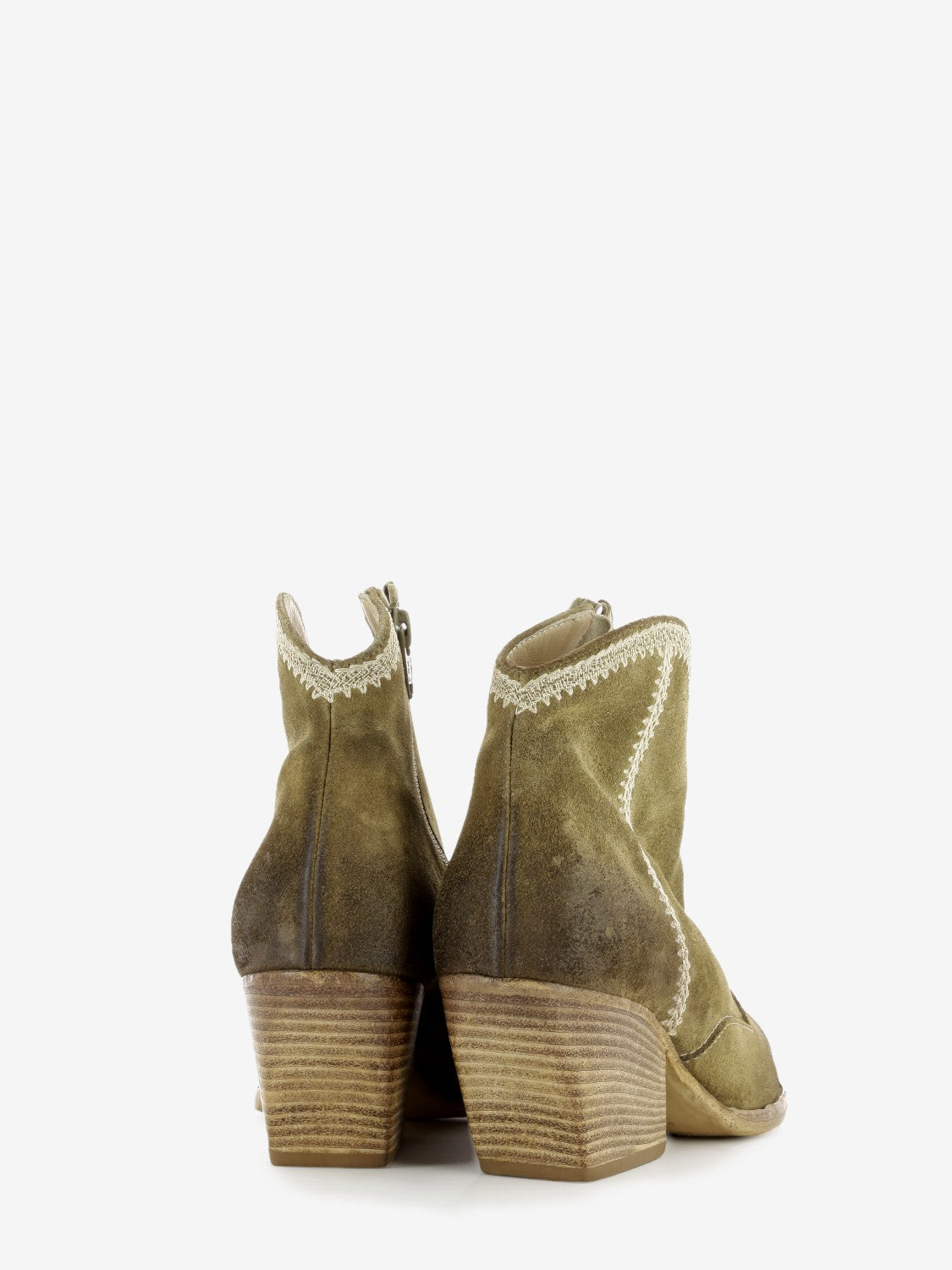 Brown suede Western ankle boot
