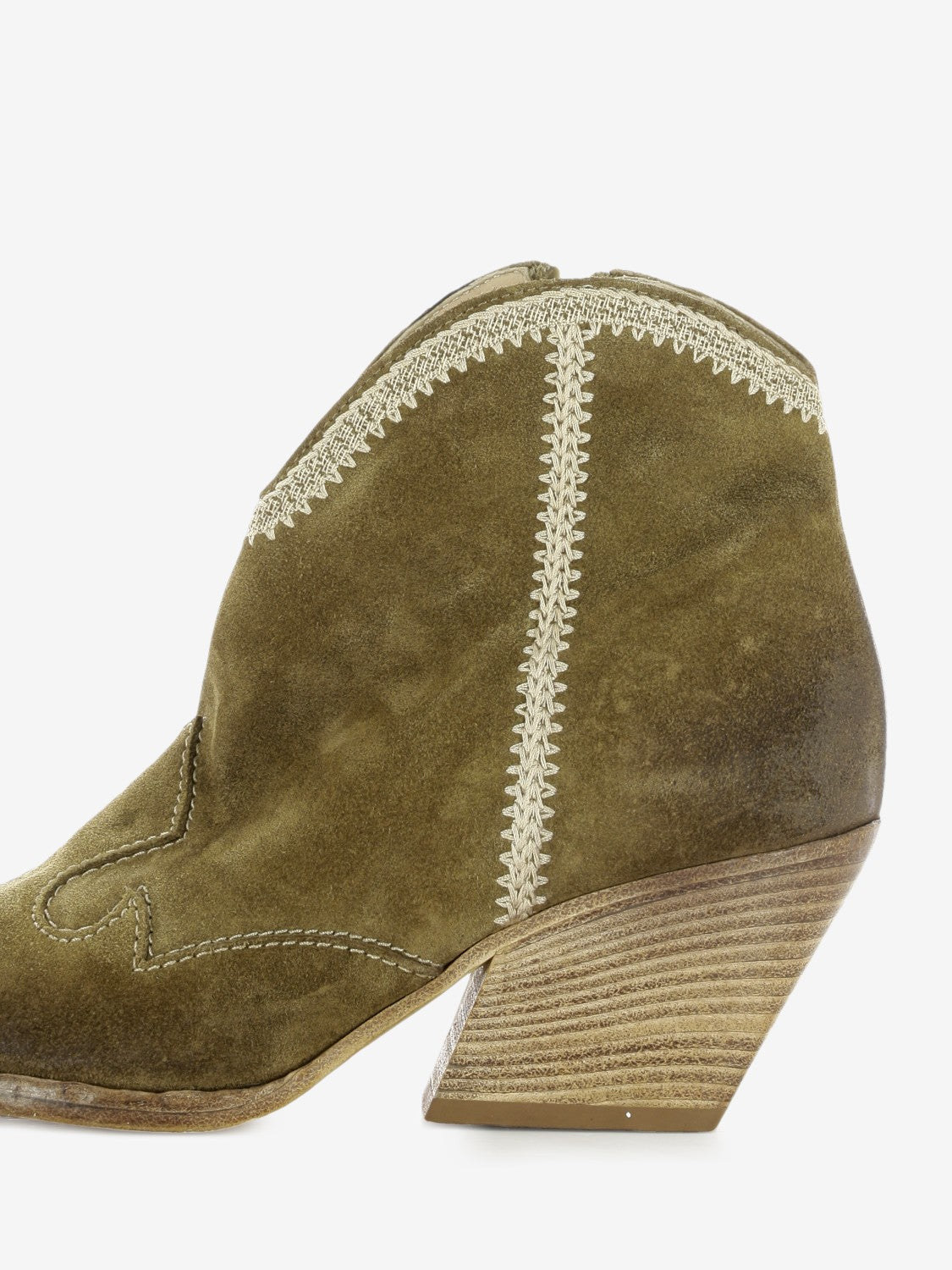 Brown suede Western ankle boot